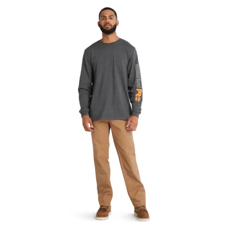 Timberland Pro Men's Core Logo Long-Sleeve T-Shirt - Grey Heather 4