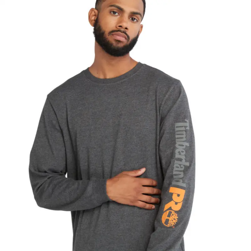 Timberland Pro Men's Core Logo Long-Sleeve T-Shirt - Grey Heather 5