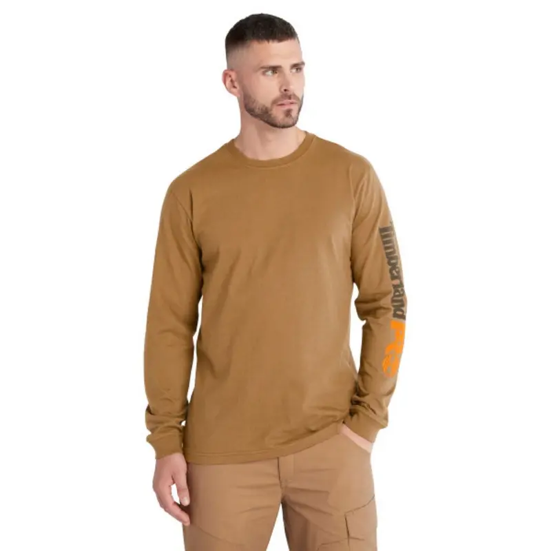 Timberland Pro Men's Core Logo Long-Sleeve T-Shirt - Wheat 1