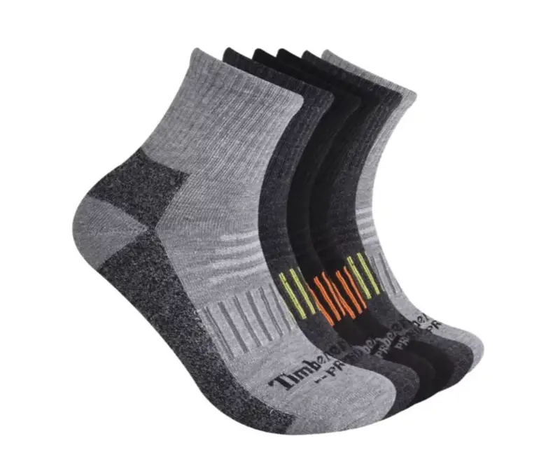 Timberland Pro Men’s Cushioned Quarter Socks (6-Pack) with Big Logo