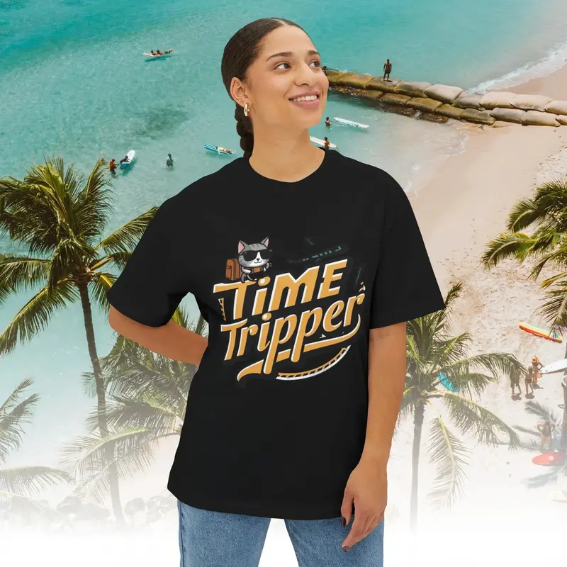Time Tripper Unisex Travel Oversized Boxy Tee 6