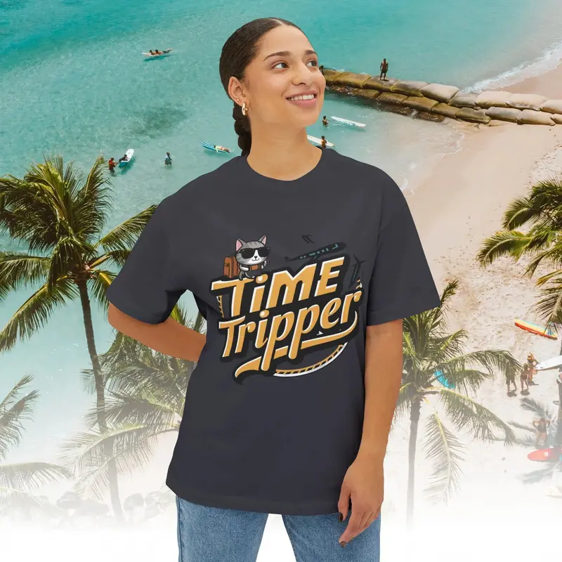 Time Tripper Unisex Travel Oversized Boxy Tee 7