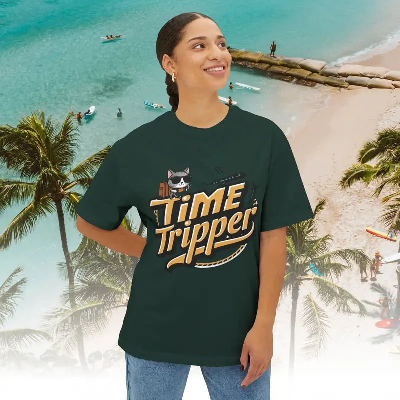 Time Tripper Unisex Travel Oversized Boxy Tee 8