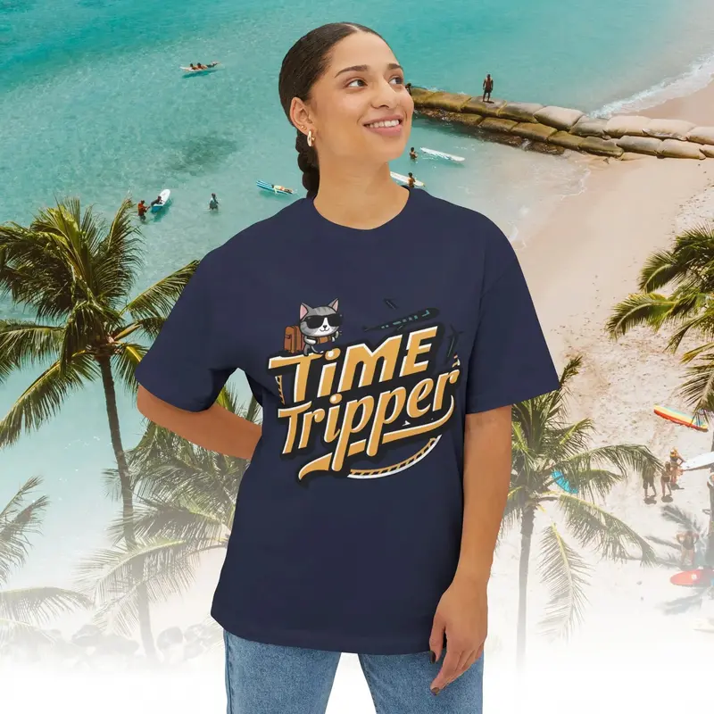 Time Tripper Unisex Travel Oversized Boxy Tee 9
