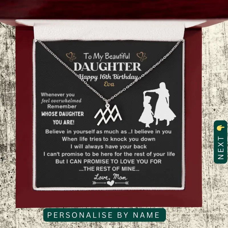 To My Beautiful Daughter - Personalized Birthday Zodiac Necklace 1