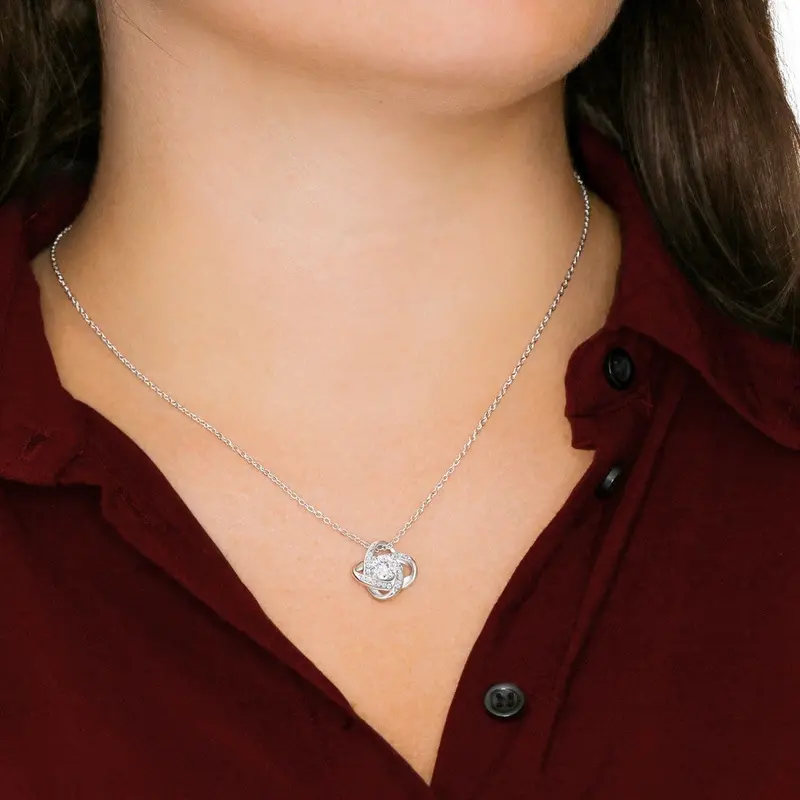 To My Beloved Daughter - Personalized Birthday Love Knot Necklace With Message Card 3