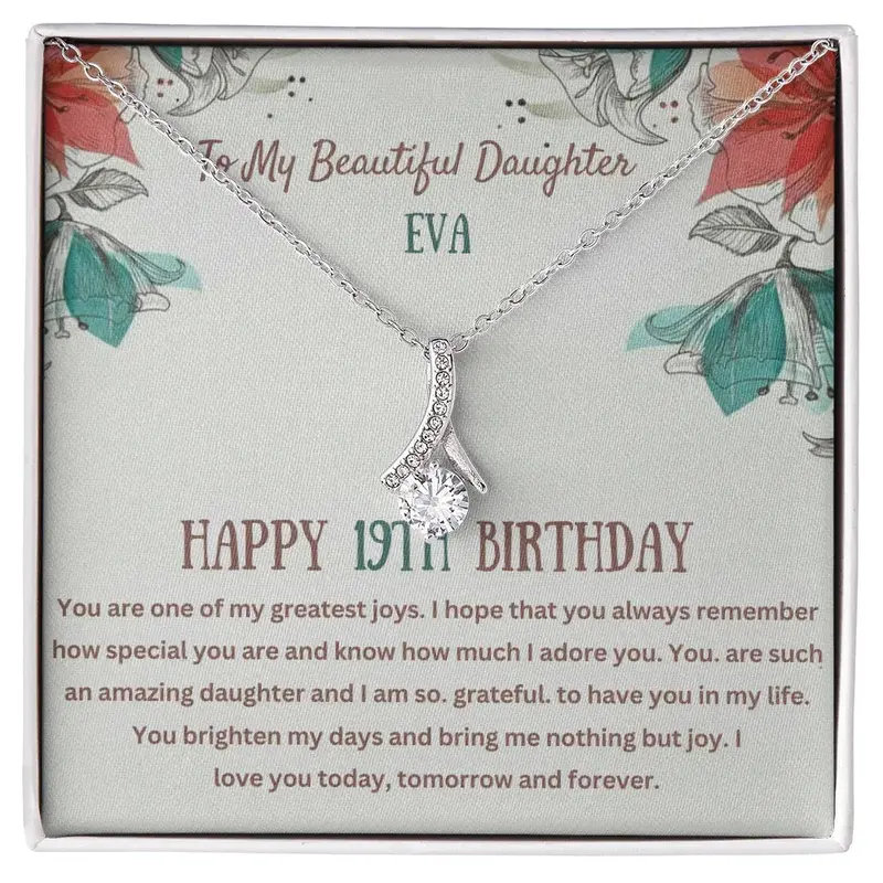 To My Sweet Daughter - Personalized Birthday Alluring Beauty Necklace With Message Card 1