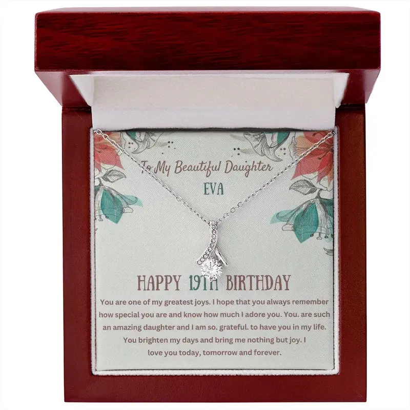 To My Sweet Daughter - Personalized Birthday Alluring Beauty Necklace With Message Card 2