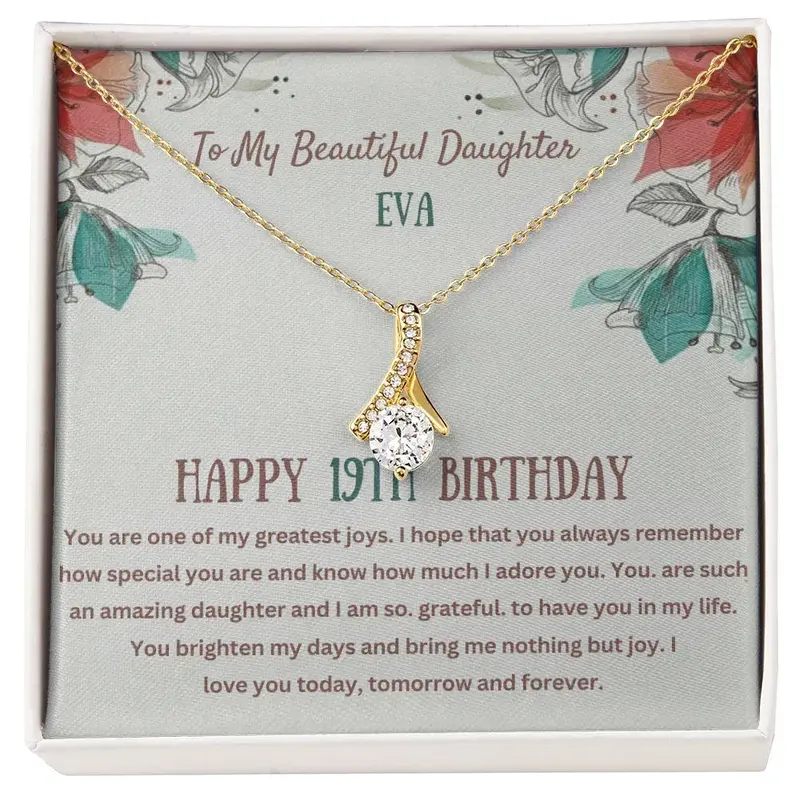To My Sweet Daughter - Personalized Birthday Alluring Beauty Necklace With Message Card 3