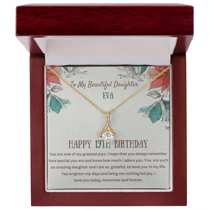 To My Sweet Daughter - Personalized Birthday Alluring Beauty Necklace With Message Card 4