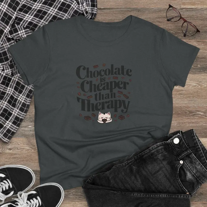 Today Chocolate Is Cheaper Than Therapy Women Cotton Tshirt 4