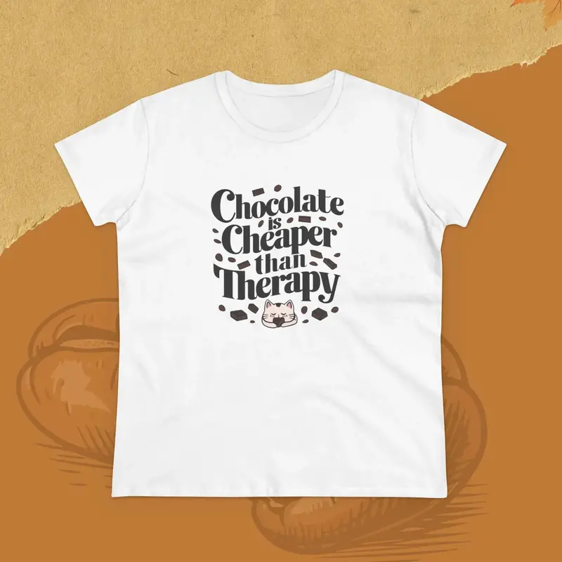 Today Chocolate Is Cheaper Than Therapy Women Cotton Tshirt 6