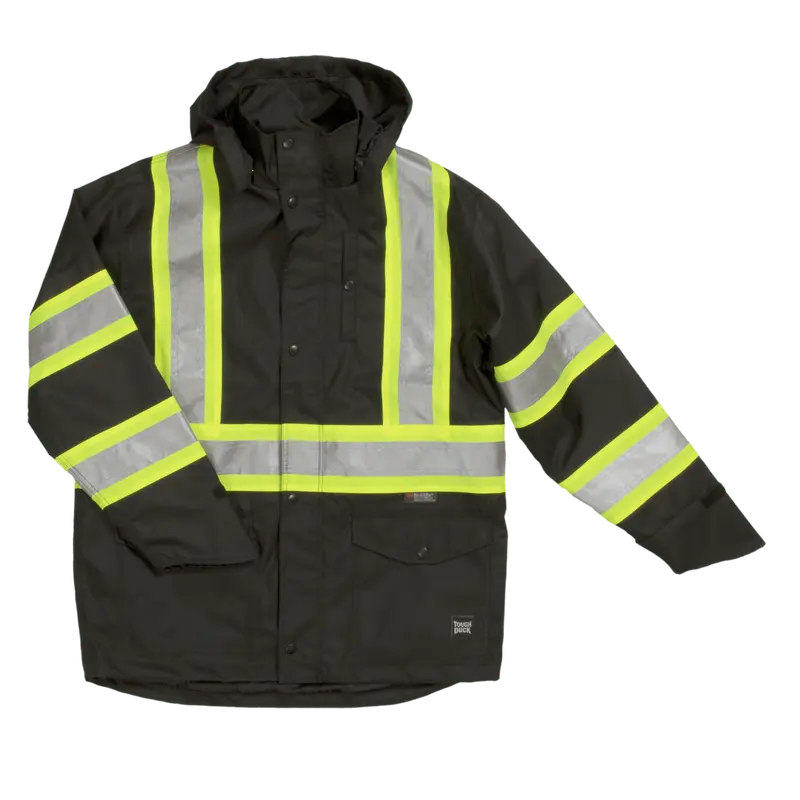 Tough Duck C1 Hi-Vis Waterproof Snap-Front Safety Rain Jacket 1