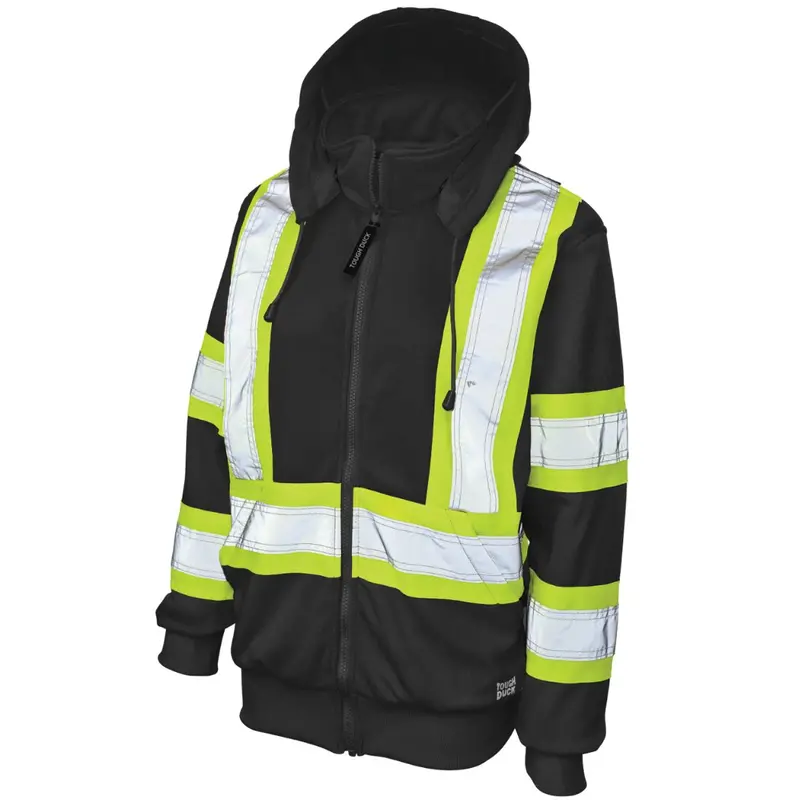 Tough Duck Women's Fleece High Visibility Safety Hoodie Sj42 - Black 1