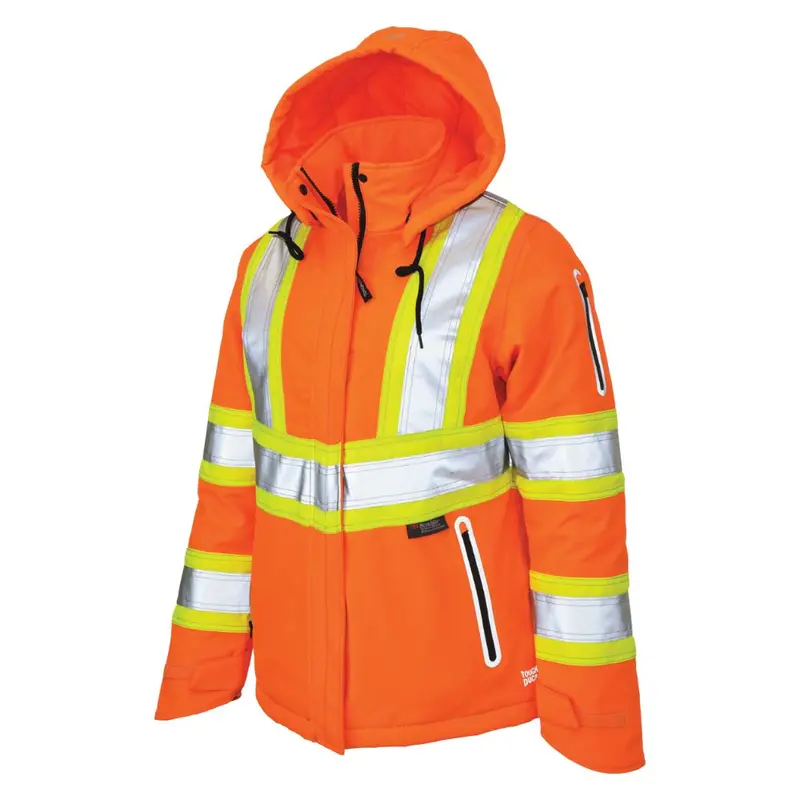 Tough Duck Women's Hi Vis Insulated Flex Safety Work Jacket Sj41 - Orange 1