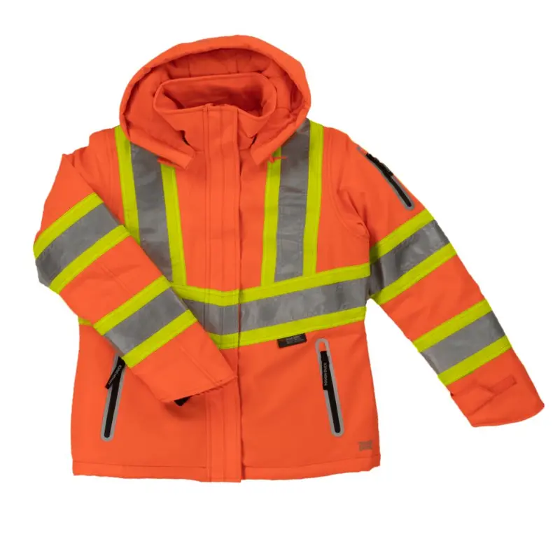 Tough Duck Women's Hi Vis Insulated Flex Safety Work Jacket Sj41 - Orange 3