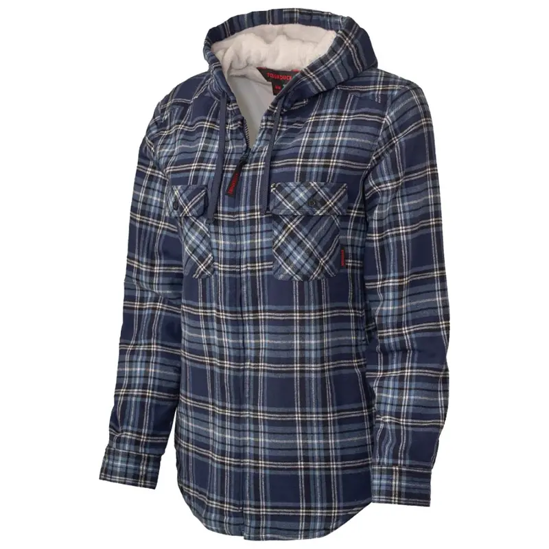Tough Duck Women's Plush Pile-Lined Flannel Work Hoodie Ws12 - Navy 1