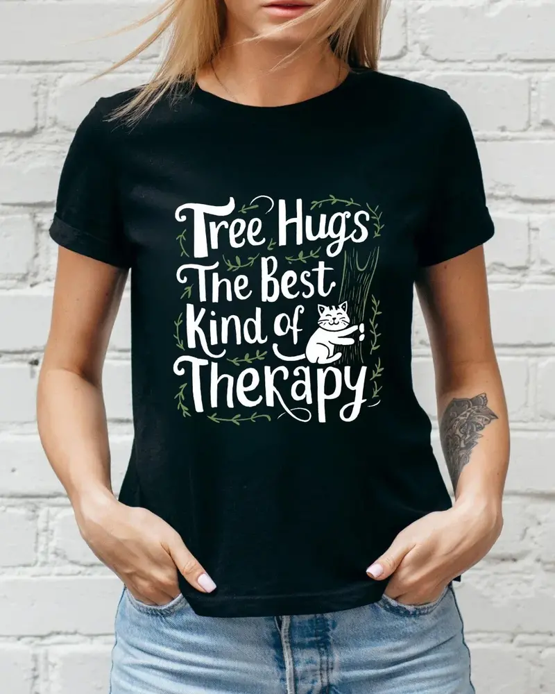 Tree Hug Best Kind Of Therapy Cotton T-Shirt 3