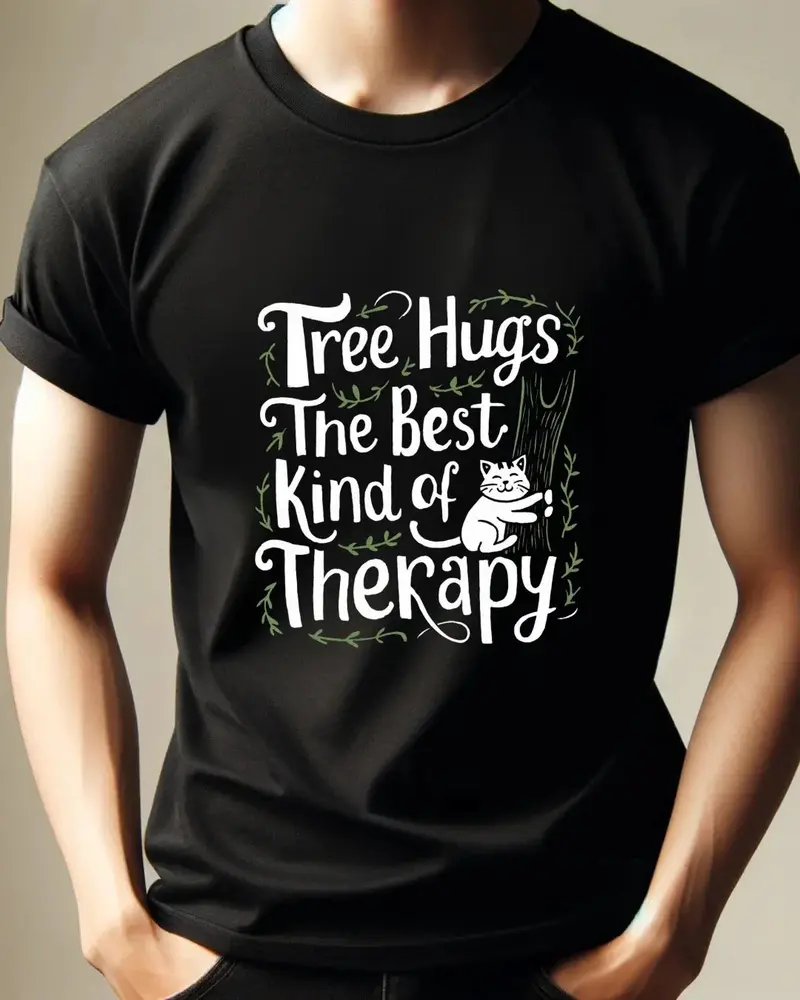 Tree Hug Best Kind Of Therapy Cotton T-Shirt 4