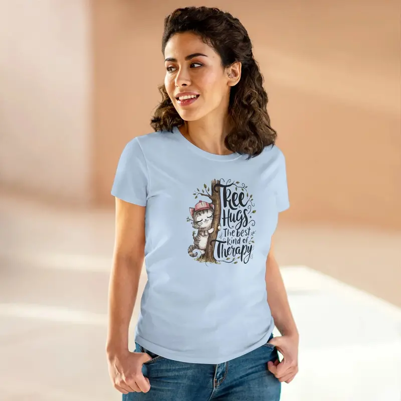 Tree Hug Best Kind Of Therapy Women Cotton Tees 16
