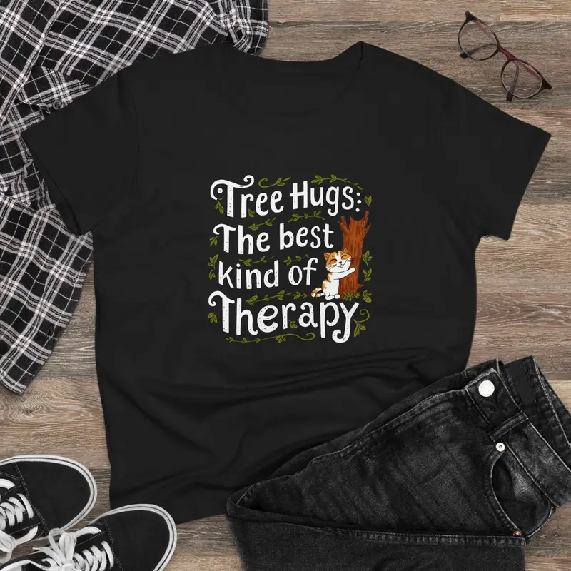 Tree Hug Best Kind Of Therapy Women Cotton Tees 3