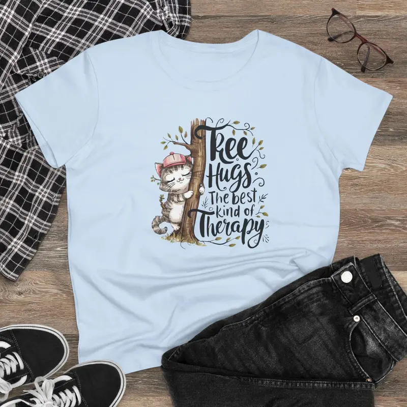 Tree Hug Best Kind Of Therapy Women Cotton Tees 5