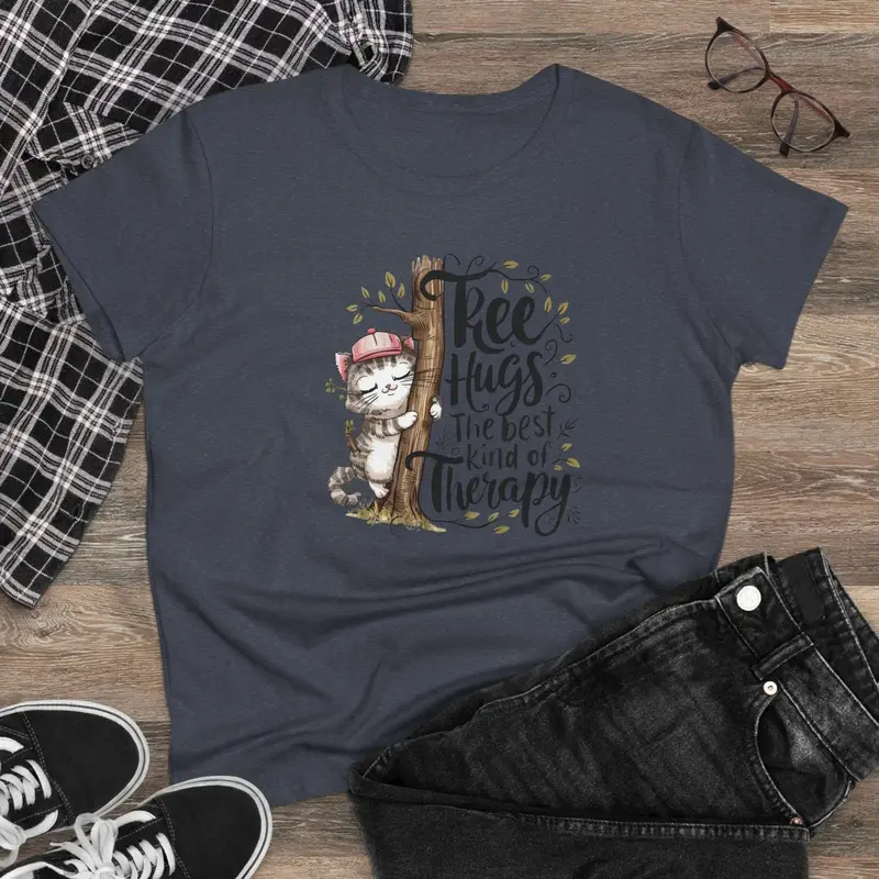 Tree Hug Best Kind Of Therapy Women Cotton Tees 6