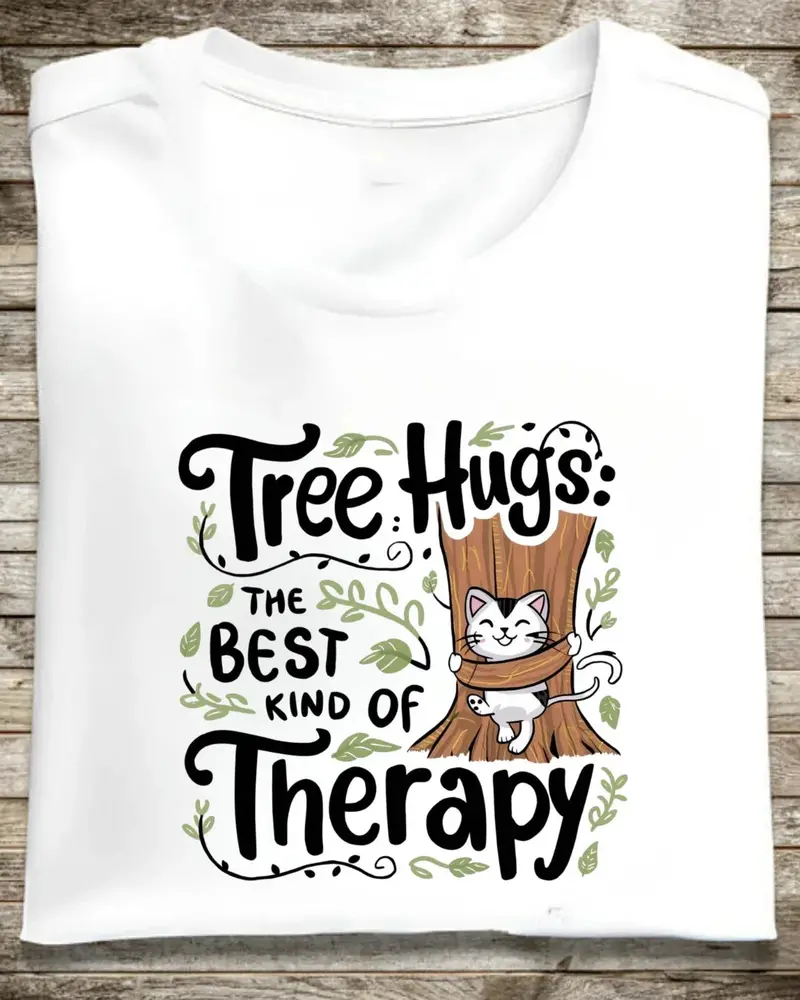 Tree Hugs Best Kind Of Therapy  Cotton T-Shirts 1