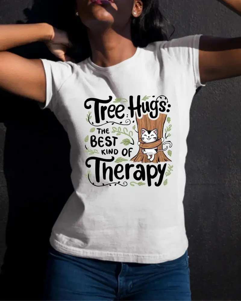 Tree Hugs Best Kind Of Therapy Cotton T-Shirts 3