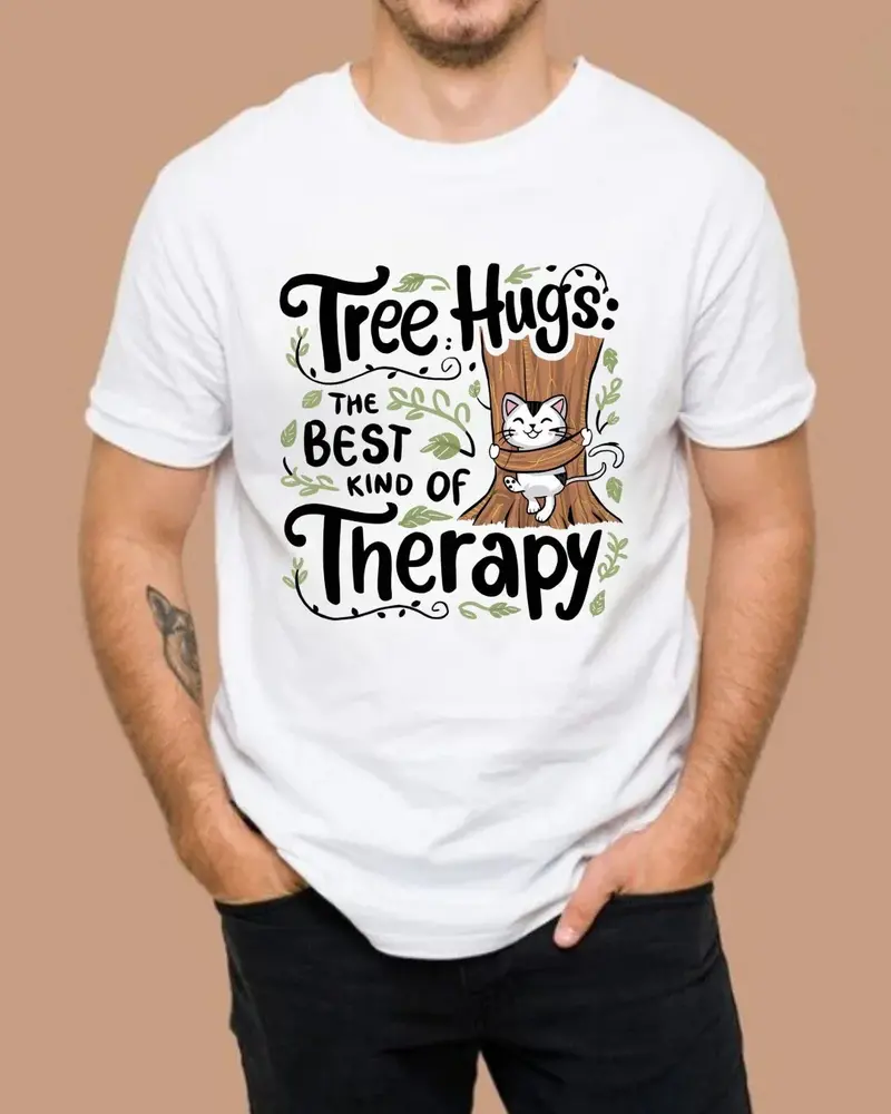 Tree Hugs Best Kind Of Therapy Cotton T-Shirts 4