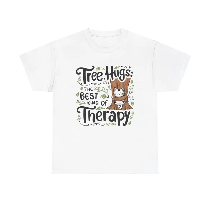 Tree Hugs Best Kind Of Therapy Cotton T-Shirts 5