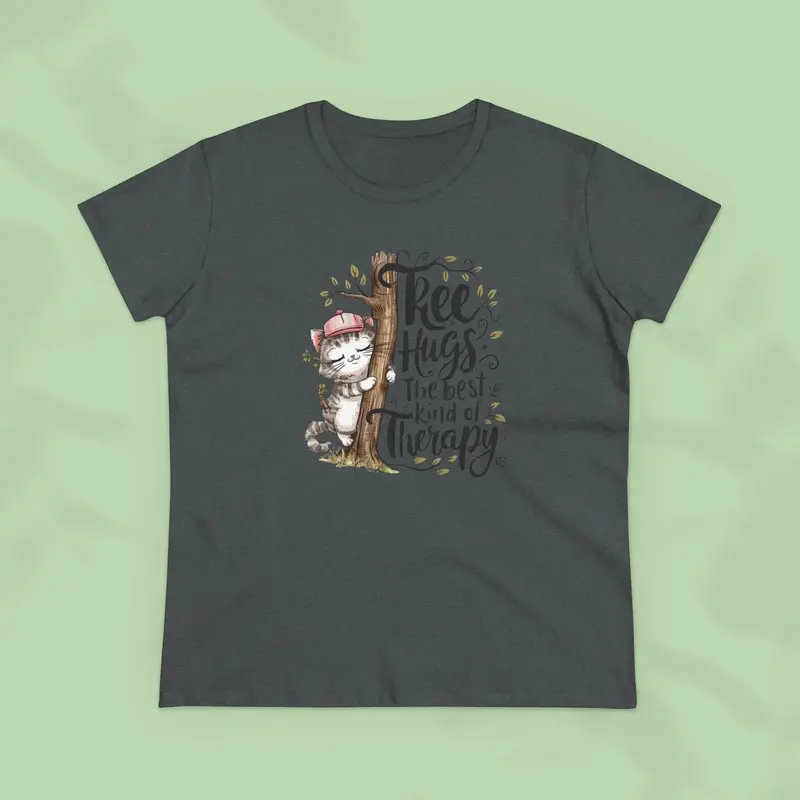 Tree Hugs Best Kind Of Therapy Women Cotton Tshirt 12