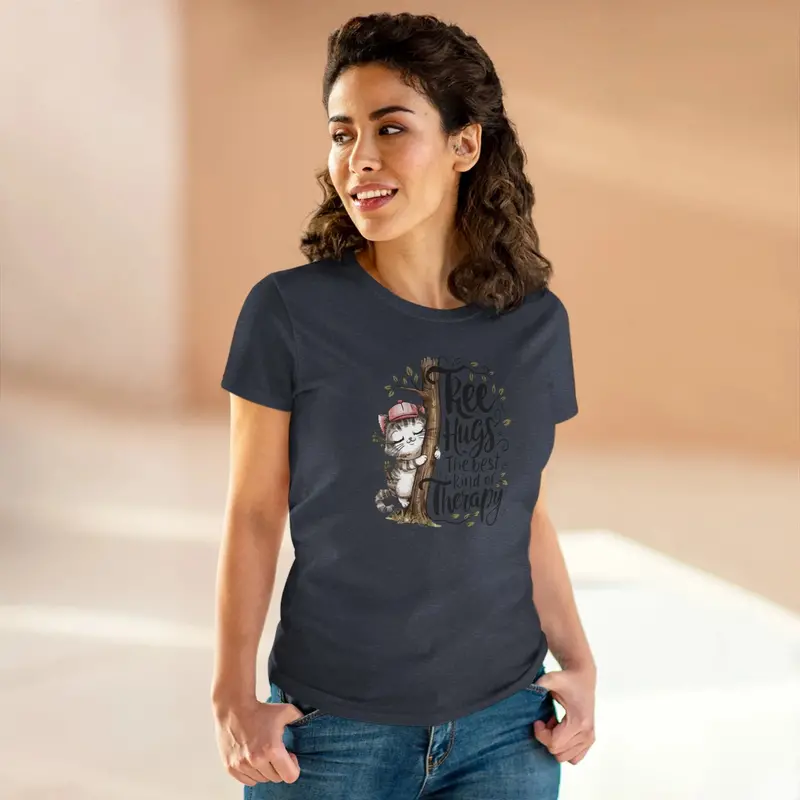 Tree Hugs Best Kind Of Therapy Women Cotton Tshirt 15