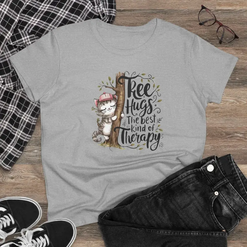 Tree Hugs Best Kind Of Therapy Women Cotton Tshirt 3