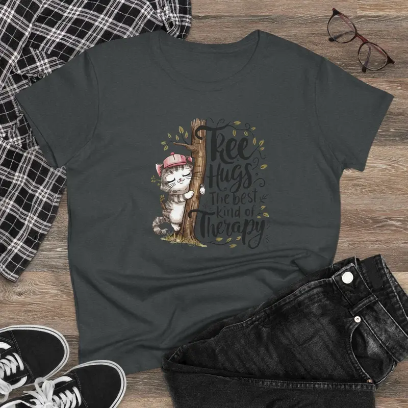 Tree Hugs Best Kind Of Therapy Women Cotton Tshirt 4