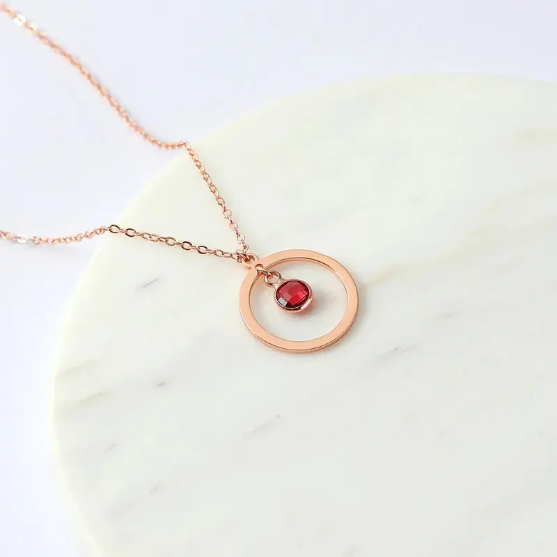 Trendy Fashion Hollow Ring With Gemstones Customizable Name Design Versatile Necklace 1