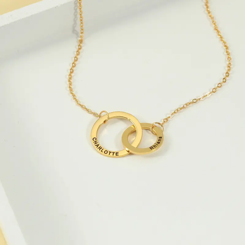 Trendy Fashion Size Double Links Interlocking Customizable Name Design Versatile Necklace 1