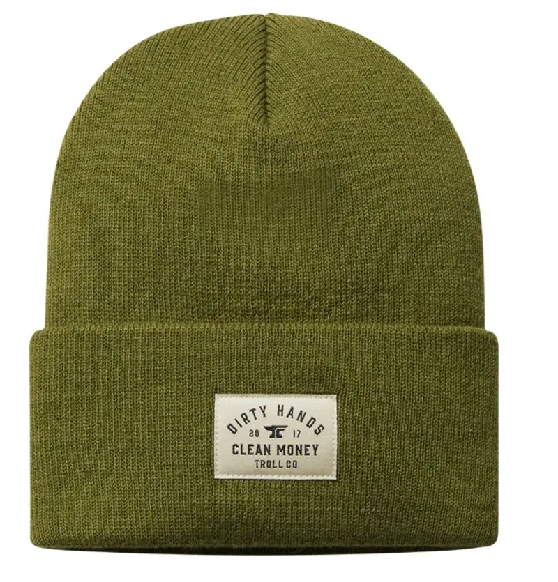 Troll Co. "Dirty Hands Clean Money" Woven Label Cuffed Beanie 1