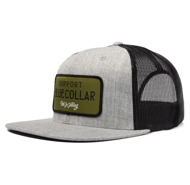 Troll Co. Men's Barricade "Support Blue Collar" Patch Mesh Snapback Hat 1