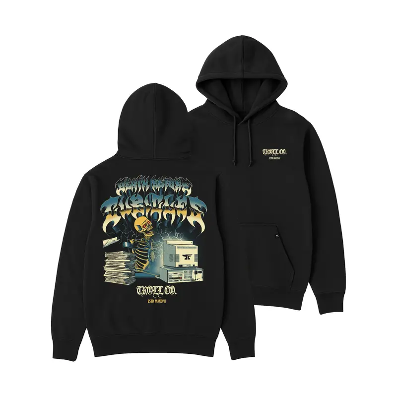 Troll Co. Men's "Death Before Cubical" Cpu Graphic Hoodie 1