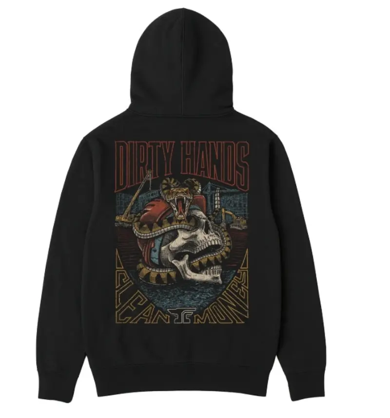 Troll Co. Men's "Dirty Hands Clean Money" Rattled Graphic Hoodie 2