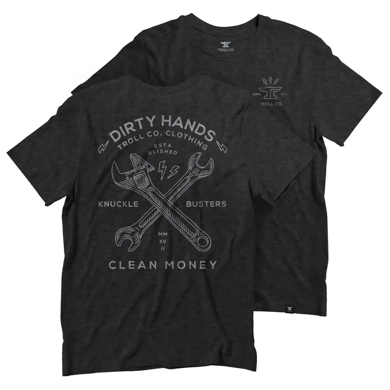 Troll Co. Men's Dirty Hands Twisting Wrenches Short Sleeve T-Shirt 1