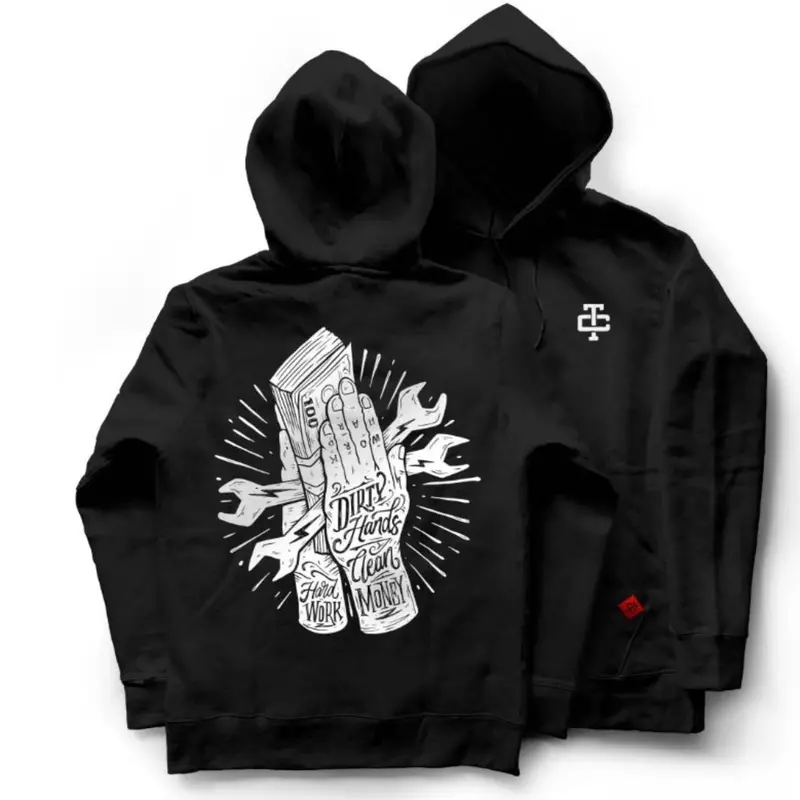Troll Co. Men's Hard Work Dhcm Graphic Fleece Hoodie Black 1