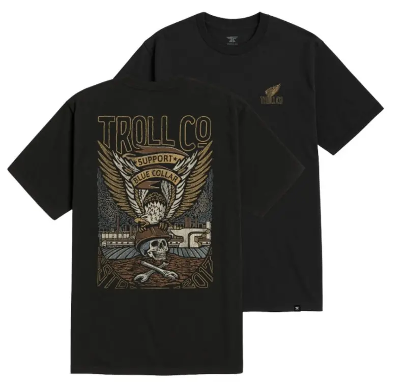 Troll Co. Men's "Support Blue Collar" Grounded Graphic Short Sleeve T-Shirt 1