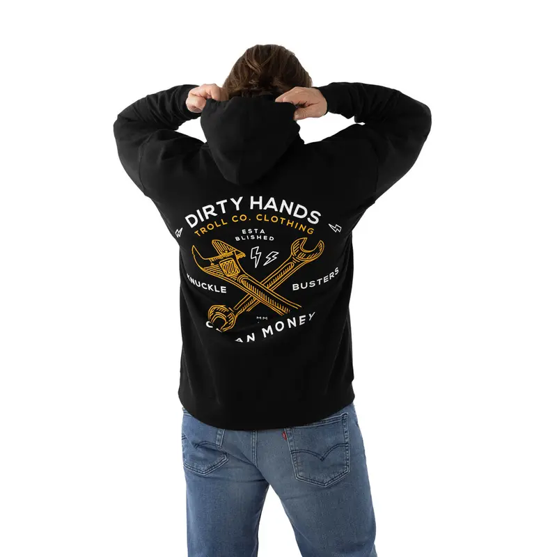 Troll Co. Men's Twisting Wrenches "Dirty Hands Clean Money" Graphic Hoodie 1