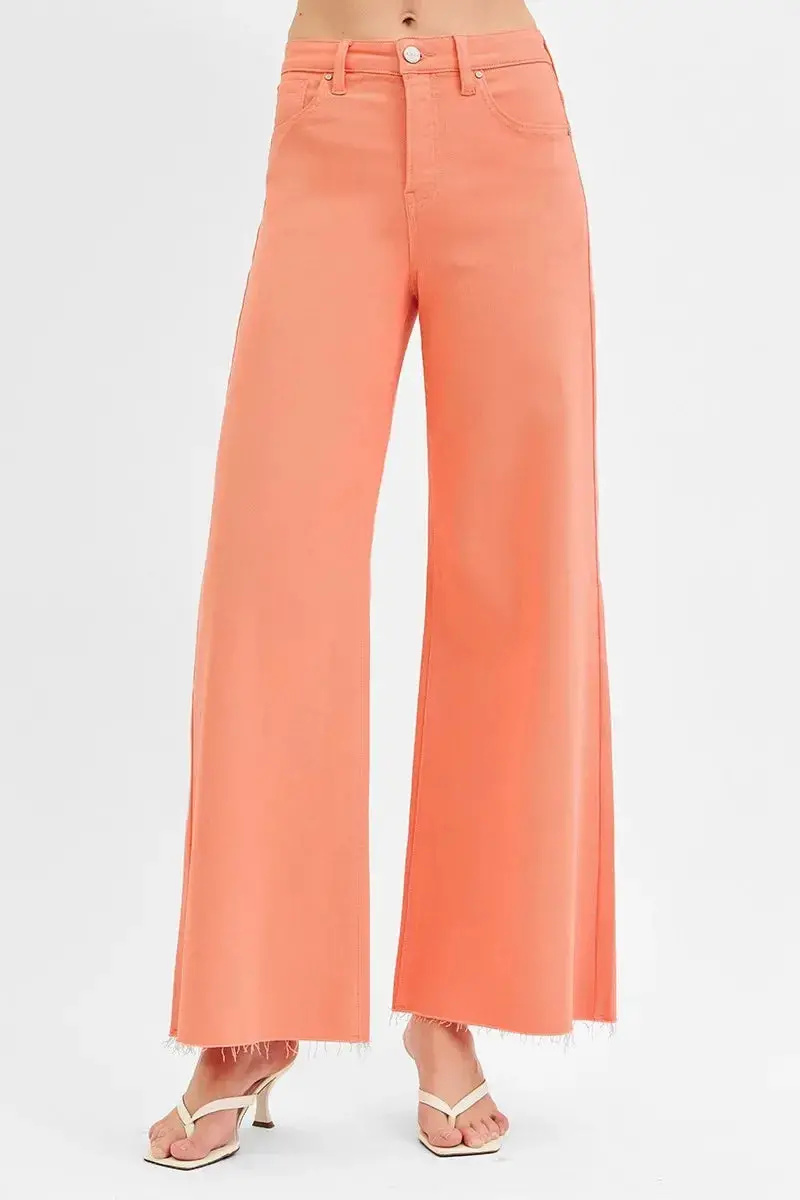 Tummy Control High Rise Wide Leg Palazzo Jeans Plus Size 2