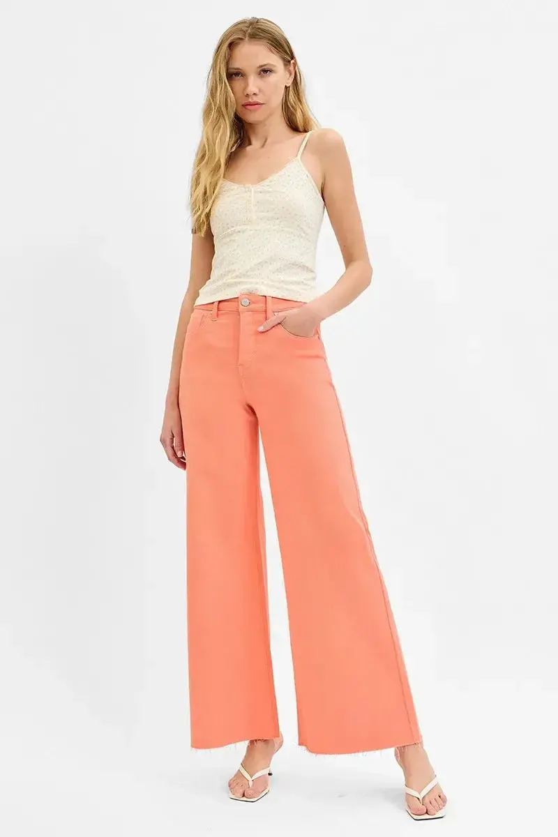 Tummy Control High Rise Wide Leg Palazzo Jeans Plus Size 6