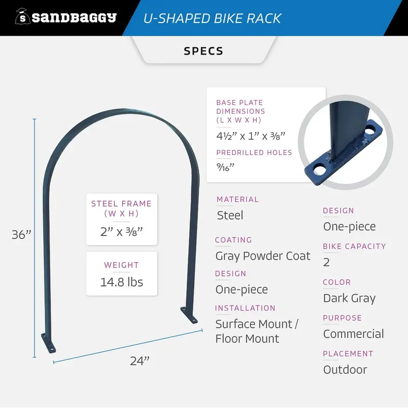 U-Shaped Industrial Metal Bike Rack For Sidewalks 2