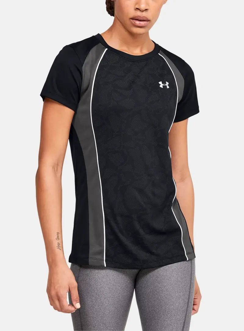 Under Armour Women's Tech Jacquard Sportswear Tee Shirt 1351962-001 1