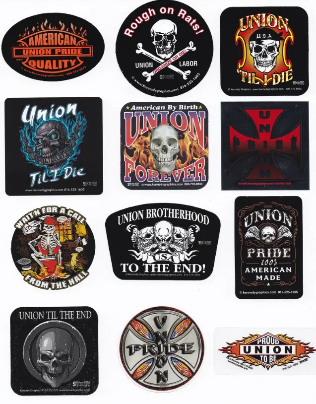 Union Hard Hat Sticker Mix 1 - Skulls, Flames & Crosses 1